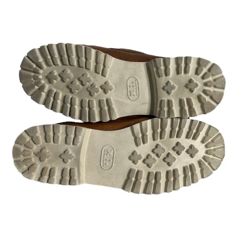 Timberland Slip On‎ Loafers Brown Leather Off White Chunky Soles Lace Up